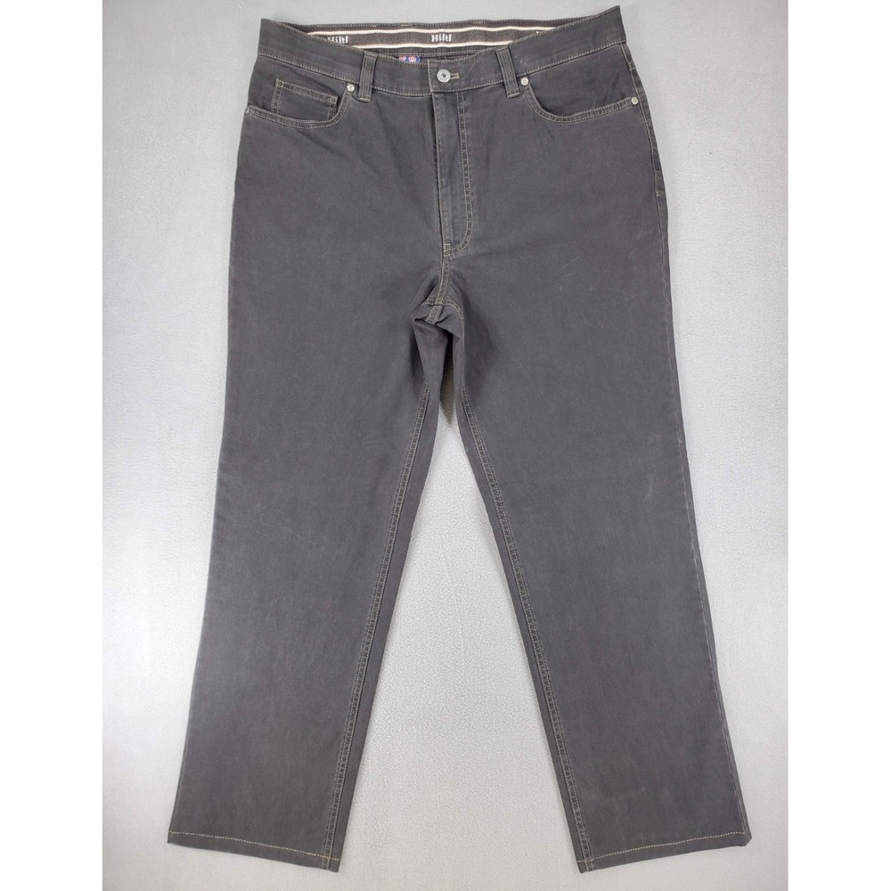 Hiltl Pants Men 36x30 Green Gray Denim High Rise‎ Straight Stretch Ultimate Pant
